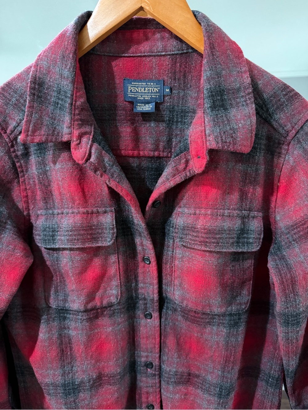 Pendleton Red and Black Plaid Wool Shirt Jacket - Picture 4 of 9